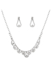 Halskette Ohrring Set Braut Silber Strass Perlen Hochzeit Schmuck-Set