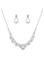 Halskette Ohrring Set Braut Silber Strass Perlen Hochzeit Schmuck-Set