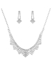 Halskette Ohrring Set Braut Silber Strass Perlen Hochzeit Schmuck-Set