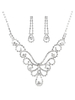 Halskette Ohrring Set Braut Silber Strass Perlen Hochzeit Schmuck-Set