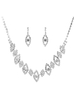 Halskette Ohrring Set Braut Silber Strass Perlen Hochzeit Schmuck-Set