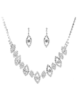 Halskette Ohrring Set Braut Silber Strass Perlen Hochzeit Schmuck-Set