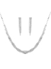 Halskette Ohrring Set Braut Silber Twisted Strass Perlen Hochzeit Schmuck-Set