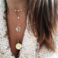 Halsketten Blond Sterne Print Metallketten Steinfrei Damen Schmuck