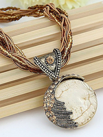 Halsketten Hellbraun Metall Strass Damen Schmuck