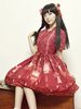 Han Lolita Kleid OP chinesischen Palast Laterne rot gedruckten Bogen Kurzarm Seide Lolita einteiliges Kleid