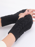Handschuhe für Frauen Acryl Winter Schwarz Fingerlose Handschuhe