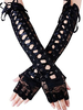Handschuhe für Frauen Lace Up Lace Schwarze lange Handschuhe