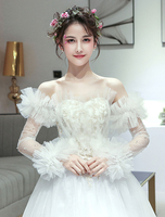 Handschuhe Hochzeit Rüschen Perlen Elfenbein Arm Länge Braut Accessoires