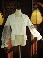 Hanfu Lolita Outfits Chiffon weiße Hauchhülse halb schiere Mantel mit Top