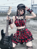 Harajuku Fashion Lolita Outfits Roter Plaid Ärmellose Polyester Top Rock Mädchen Harajuku Outfits