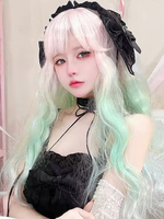 Harajuku Fashion Lolita Perücke Hellgrün Lange Hitzebeständige Faser Zerzauste Lolita Accessoires