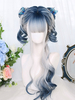 Harajuku Fashion Lolita Perücken Blau Lang Hitzebeständige Faser Hervorhebung Haar Lolita Accessoires