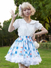 Harajuku Fashion Lolita SK Blumendruck Hellhimmelblau Rüschen Lolita Röcke