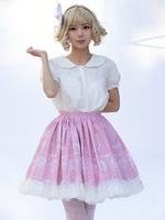 Harajuku Fashion Lolita SK Blumendruck Rosa Rüschen Lolita Röcke