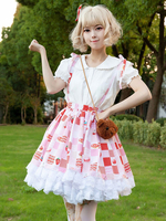 Harajuku Fashion Lolita SK Rüschen Roter Blumendruck Lolita-Röcke
