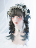 Harajuku Lolita Perücke Crimp Curl Hervorhebung Blunt Fringe Tousled Illusion Blau Lolita Perücke