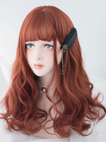 Harajuku Lolita Perücke zerzaust Körperwelle Blunt Fringe Kastanienbraun lange Lolita Perücke