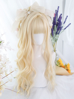 Harajuku Mode Lolita Perücke Lang Hitzebeständige Faser Hellgold Lolita Zubehör