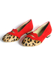 Hübsche Ballerinas aus Plüschleder mit Leopard-Korn Optik