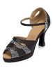 Hübsche Latein Schuhe aus Mittelhöhe Absätze(5.08-7.62cm) Sandalen für Tanzen in Schwarz Mittelhöhe Absätze(2-3.5cm) mit Spool Heels