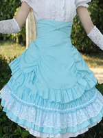Hübscher Lolita Rock 100% Baumwolle mit Spitzen und Farbblock Rubin