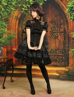 Hübscher Lolita Rock mit Spitze in Schwarz