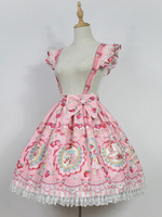 Hübscher Lolita Rock Polyester mit Rüschen und Print in Korallerot