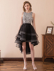 Hübsches Cocktailkleid aus Tüll mit Rundkragen und Pailletten in Schwarz Abschlusskleider
