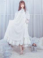 Hübsches Lolita Kleid mit Stehkragen und langen Ärmeln im klassischen & traditionellen Style und Schleife