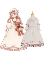 Hübsches Lolita Kleid mit U-Ausschnitt und halben Ärmenln im klassischen & traditionellen Style und Schleife