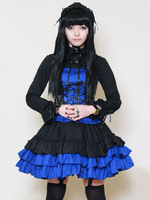 Hübsches Lolita Kleid mit Umlegekragen und langen Ärmeln gotisch und Rüschen