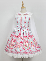 Hübsches Lolita Kleid mit Umlegekragen und langen Ärmeln im süßen und hübschen Style und Schleife