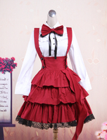 Hübsches Lolita Outfit aus Baumwolle in Rot