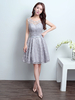 Heimkehr Kleider Spitze Silber Kurze Illusion Bogen Schärpe Formale Cocktail Party Kleid