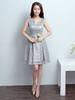 Heimkehr Kleider Spitze Silber Short Prom Kleid Knielangen Formal Party Kleid