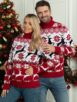 Heimkleidung hoher Kragen lange Ärmel Weihnachtsmuster Polyester lässig