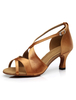 Hell braun lateinamerikanische Tänze Sandaletten Satin Heels für Frauen