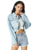 Hellblaue Jeansjacke für Damen Langarm-Kurzjacke aus Polyester