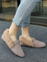 Hellgraue Polyester Loafers Square Toe Freizeitschuhe Damen Loafer Schuhe