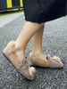 Hellgraue Polyester Loafers Square Toe Metall Details Freizeitschuhe Damen Loafer Schuhe