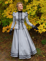 Hellgraue Retro-Kostüme für Damen Marie Antoinette Kostüm Spitze Polyester Set Rock Top Retro Vintage Kleidung