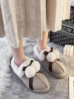Hellgraue Slipper für Damen Micro Suede Upper Round Toe Casual Cotton Schuhe