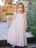 Hellrosa Blumenmädchenkleider Jewel Neck Polyester Ärmellos Knöchellang A-Linie Spitze Kinder Partykleider