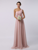 Hellrosa Brautjungfernkleid 2021 Chiffon bodenlangen One-Shoulder a-Linie mit Blumen