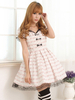 Hellrosa Weiß Lolita OP-Kleid mit kurzen Ärmeln Spitze-Ordnungs-Bögen