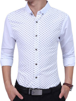 Hemd 2020 aus mit Polka-Tupfen im casualen Stil SLIM FIT gemischten Baumwollen