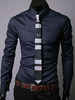 Hemd 2020 aus Regular Fit gemischten Baumwollen in Dunkelblau mit Plaidmuster