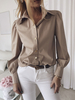 Hemd für Frauen Kamel Turndown Kragen Langarm Knöpfe Casual Tops