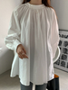Hemd für Frauen Weißer Polyester-Juwelenhals Lässige Langarm-Oberteile
